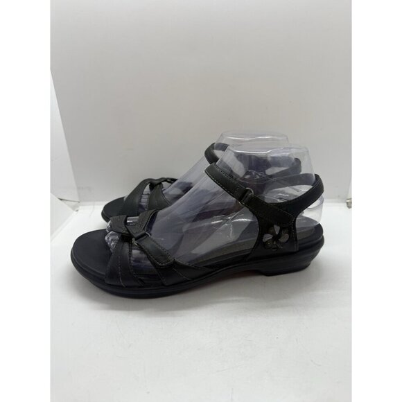 Dansko Women's Sz 38 7.5 US Black Leather Twisted Strap Flat Sandals 6306020200 - Picture 3 of 9